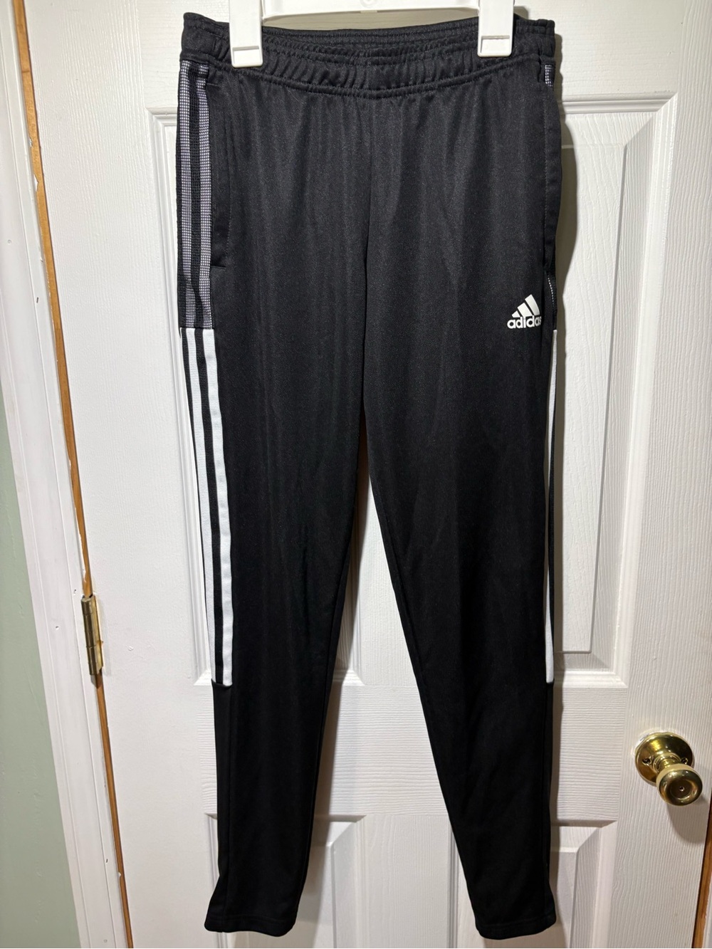 adidas Women’s Black Athletic Track Pants with White Stripes